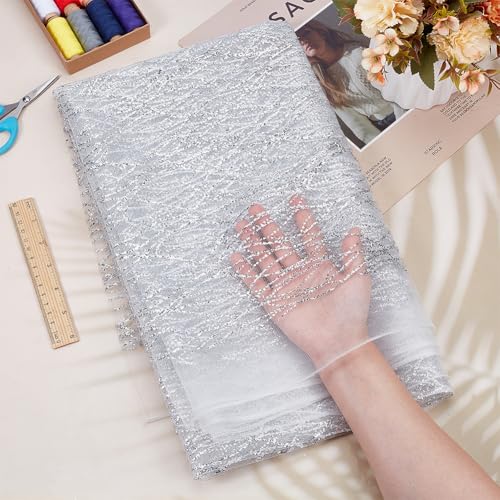 Voile paillettes argentées 1.6m de large pour coudre facilement vos robes et nappes - 3