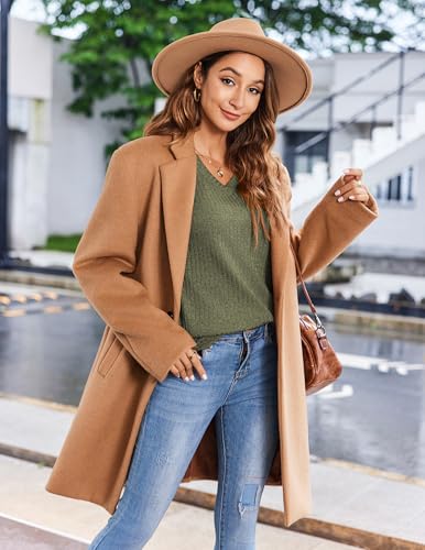 Image of Zeagoo Long Sleeve Shirts for Women V Neck Casual Sweaters Basic Knit 2025 Fall Fashion Pullover Tops
