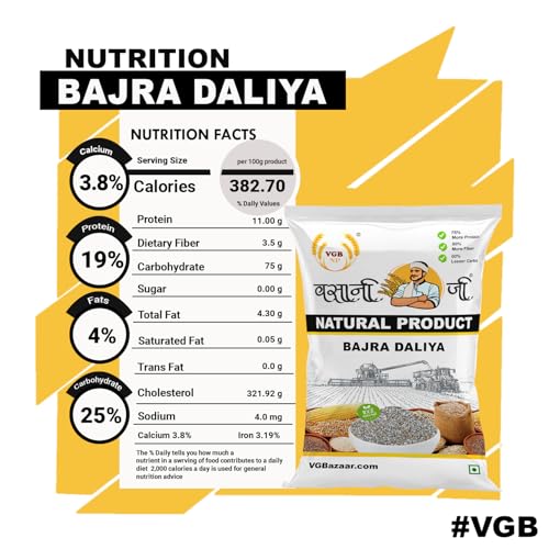 Image of Vasani G Bajra Dalia | Pearl Millet Porridge | Bulrush /Cattail | Bajri /Sajjalu /Sajje /Kambu | Whole Grain Daliya - 3kg