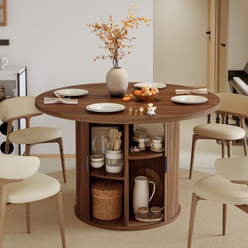 Nalupatio 47 Inch Round Dining Table for 4, Modern Farmhouse