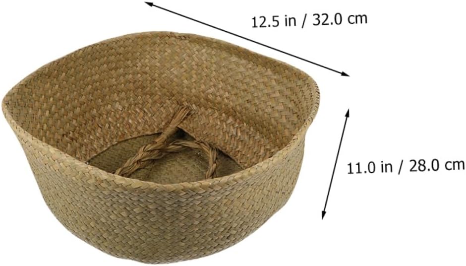 Xmas Woven Flower Basket with Handle, Foldable Rattan Storage Bin image 2