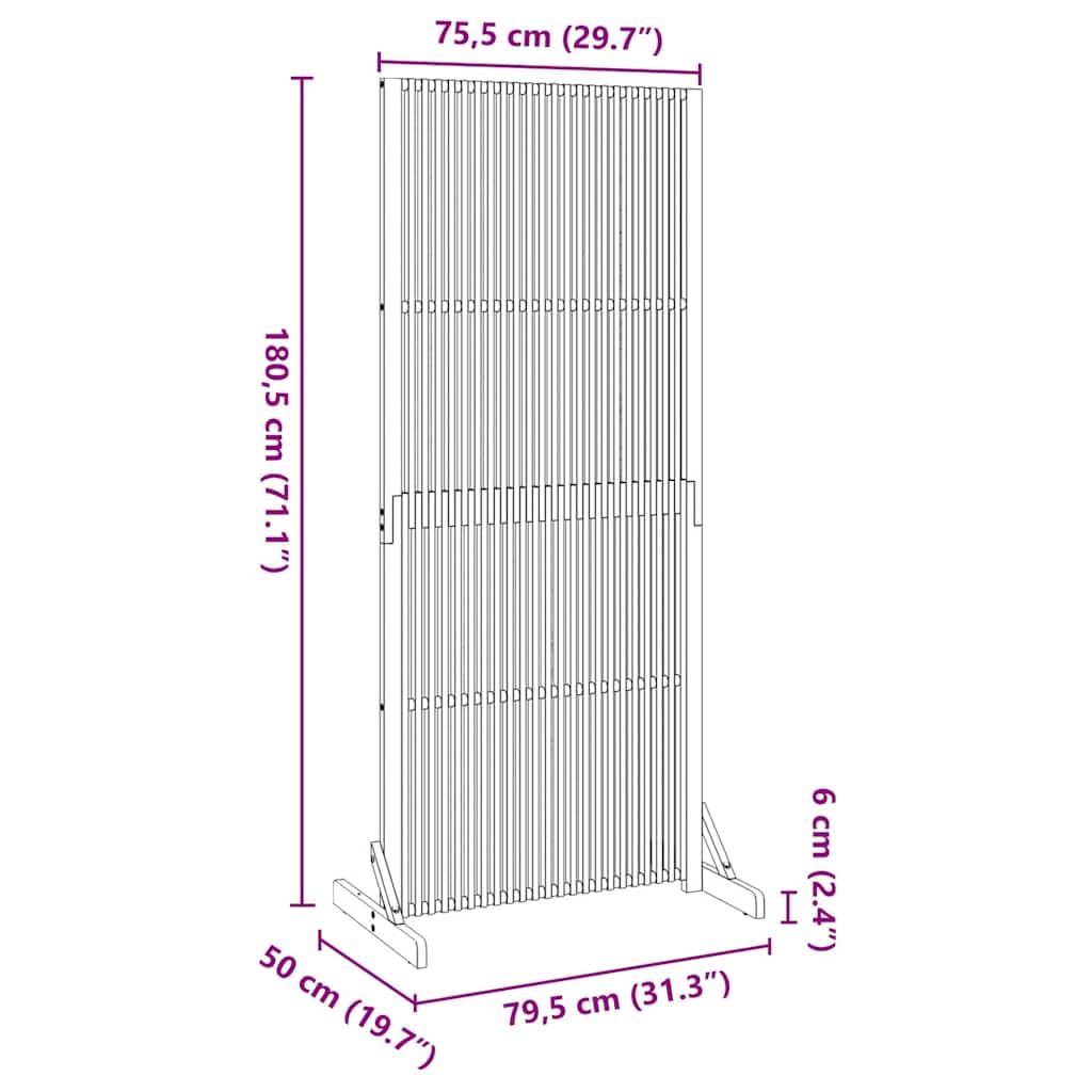 vidaXL Paravent d'intérieur/extérieur 180,5 cm en Bois d'acacia Massif