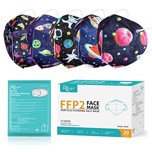 KKmier Mascarillas FFP2 Homologadas 20 Pcs, Mascarilla ffp2con Pendientes Elásticos y Clip Nariz Adaptable, Protección de 5 capas y Filtración de Partículas (EFP) ≥95% Cover