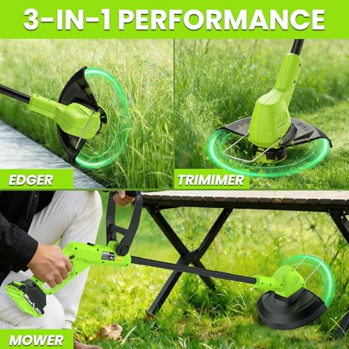20V 12" Cordless String Trimmer & 650 CFM Leaf Blower Combo, 3.5 lbs Ultra-Lightweight Weed Wacker with 2 x 2.0Ah Batteries, Auto Feed for Lawn Care by goodjob - Used condition - Image 6