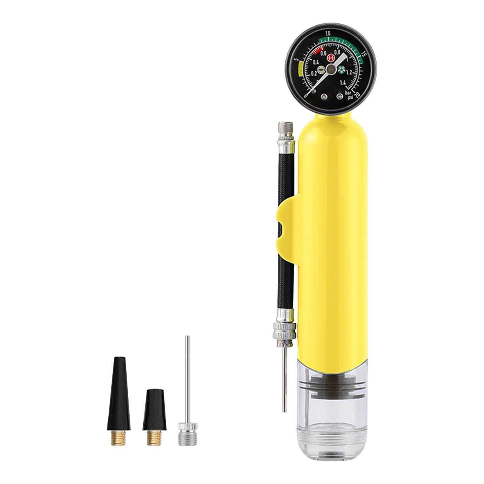 Ball Pump with Pressure Gauge Lightweight Yoga Ball Portable Basketball Pump Yellow-image-15