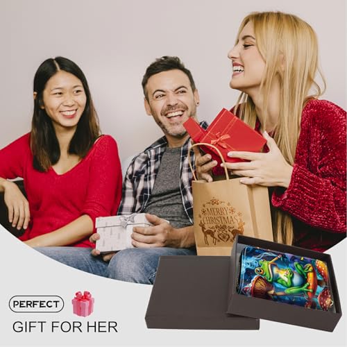 Image of Cute Credit Card Holder with Zipper, Frog Smoke RFID-Blocking Card Case Small Wallet for Women Men, Multi-slot Card Organizer Case Travel Accordion Wallet