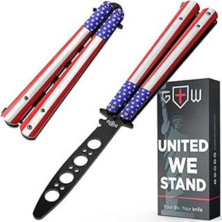 Butterfly Knife Trainer - American Patriot Balisong- Practice Butterfly Knife - Butterfly Knives NOT Real NOT Sharp Blade - USA Flag Dull Trick Butterfly Knifes - Butter Fly Knife Training CSGO K14 U