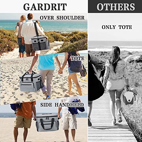 Gardrit Large Cooler Bag - 60 Cans Collapsible Insulated Lunch Box, Leak-Proof Cooler Bag Suitable For Camping, Picnic& Beach (40L/Grey) #TOP5