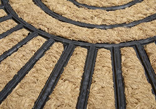 Hanse Home Kokos & Gummi Fußmatte Halbrund für Innen und Außen - Outdoor Schmutzfangmatte Natur, Kokosmatte Outdoor Ornamente, Wetterfest und rutschfest für Flur, Terrasse, Eingangsbereich - 45x75cm