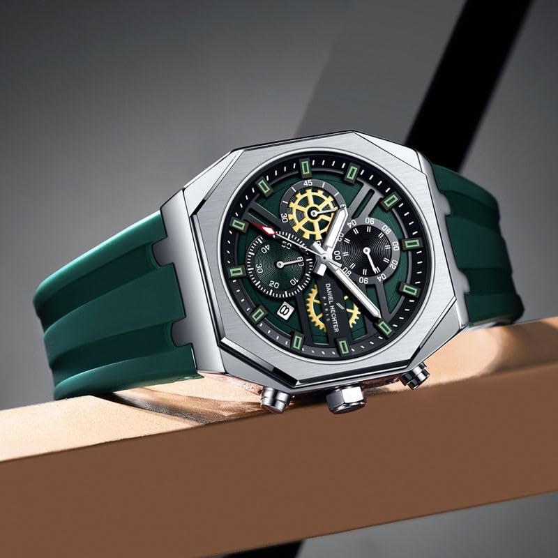 Image of Daniel Hechter Paris Orsay Collection Multifunctional Watch for Men with Octagone Dial and Silicon Strap-DHM1007