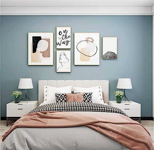 Papier peint intissé bleu brumeux à effet 3D uni pour une décoration chic