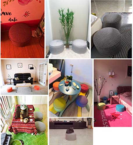 Jingxin Cotton & Linen Floor Seating Pouf Round Futon Stool Case Washable - Diameter 15.7",Light Grey #TOP4