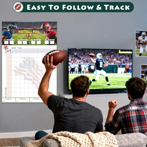 Aolamegs 2 Pcs Football Squares Board 2026, Football Pool Poster for Big Game Party Games, Party Essentials for Tailgating, Squares Board 100 Grids, 19"×28" - Image 5