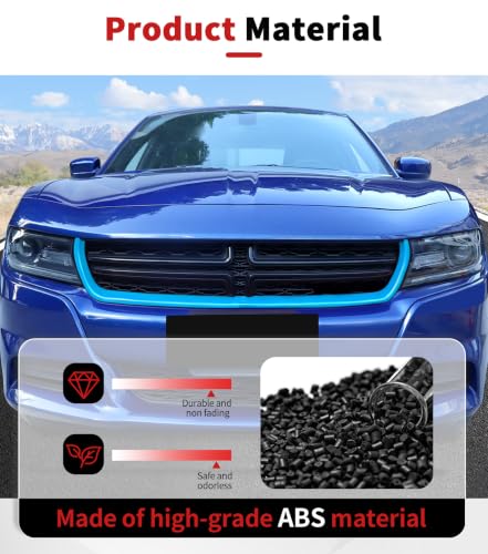 Image of Voodonala Front Grille Inserts Trim for 2015-2026 Dodge Charger, Radiator Grill Cover Protector, ABS Light Blue Exterior Accessories, 2PCS