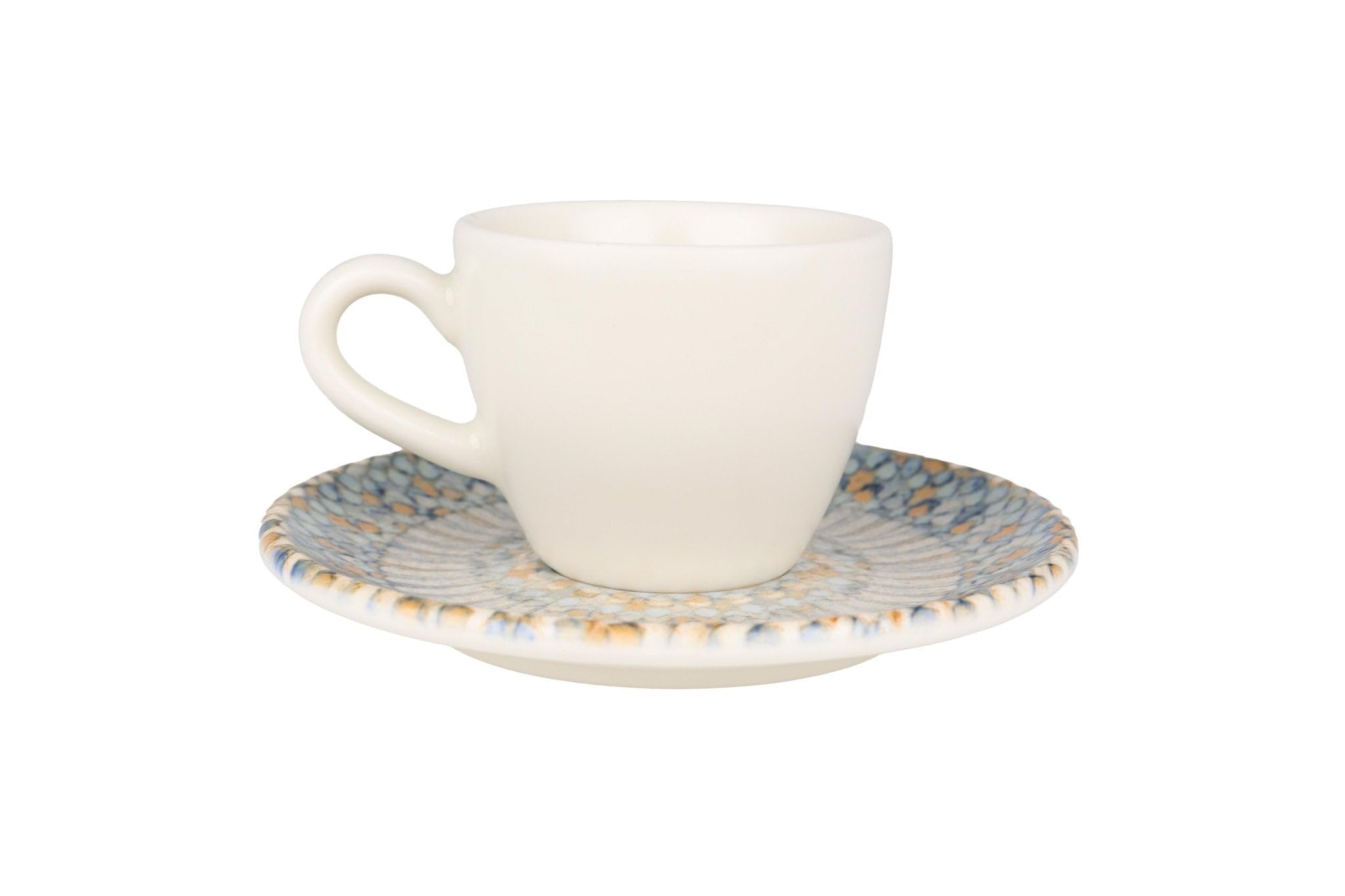 Bonna Luca Mosaic - Espressotassen und Untertasse - 80 cc - Porzellan - 6er set