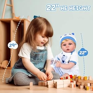 Aori real life baby dolls lifelike baby doll 22 inch realistic newborn boy soft weighted body with feeding accessories doll set  urban country home decor
