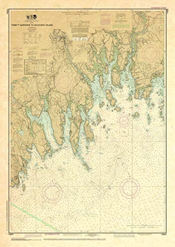 Paradise Cay Publications, Inc. Antiqued NOAA Chart 13324: Tibbett Narrows to Schoodic Island