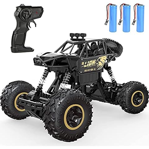 4DRC C3 RC Cars Remote Control Off Road Monster Truck, Metal Shell Car 2.4Ghz 4WD Dual Motors, All Terrain Hobby Truck with 3 Batteries for 120 Min Play Boy Adult Gifts Toys,Black Cover