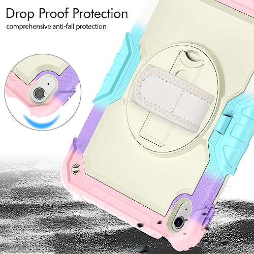 Sibeitu Case for iPad 11th A16 2025 & 10th Generation Case 10.9 Inch 2022 with Screen Protector, Heavy Duty Protective Cover with 360° Rotate Hand Shoulder Strap & Stand for iPad 11-inch/10th Gen