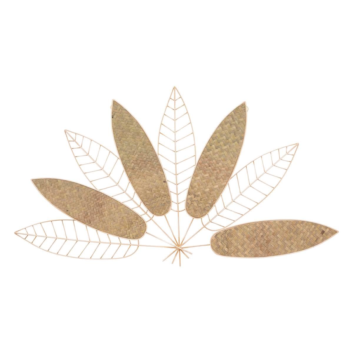 Déco Murale Feuilles dorées en Métal et Roseau 81 x 45 cm - Atmosphera