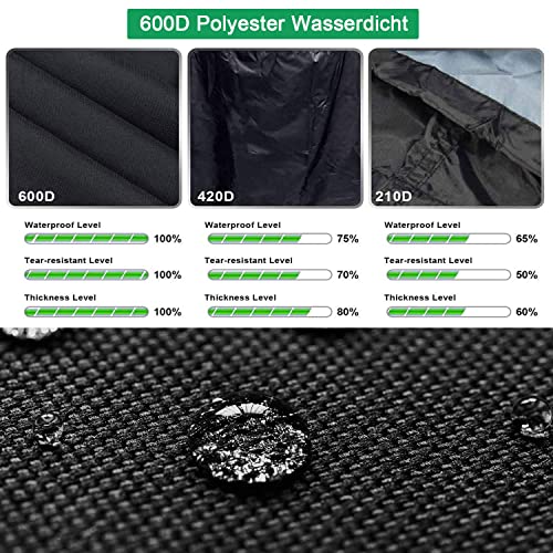 Abdeckhaube Grillabdeckung für Gasgrills San Diego Next 2+3 Brenner, eCrave 2, für Weber Spirit E210, Grill Abdeckung Wetterfest, Schwarz Wetterschutzhülle mit Zugband, 600D 6