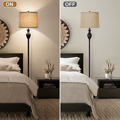 Image of Burlap Lampshades Set of 2, 11.6 inch Top x 12.6 inch Bottom x 9.8 inch High, Brown Drum Shades for Table & Floor Lamps (Spider Fitter), Hand Crafted, Assembly Required