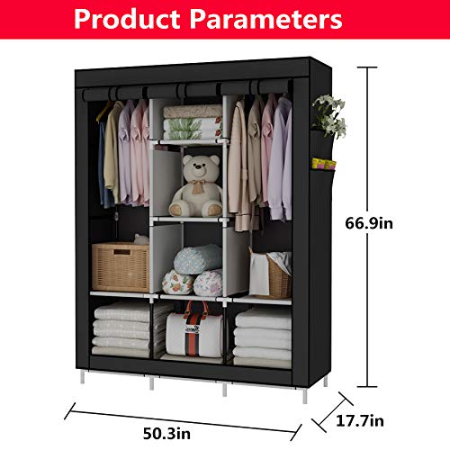UDEAR-Armario-de-Tela-Plegable-Ropa-Organizador-Closet-portatil-GuardarropaNegro UDEAR-Armario-de-Tela-Plegable-Ropa-Organizador-Closet-portatil-GuardarropaNegro