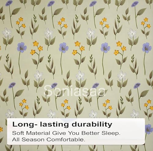 Image of 230 TC Glace-Cotton All Around Elastic Fitted Bedsheet, Elastic Fitted Bedsheet Single Size Bedsheet for Single Bed with 1 Pillow Cover, Size - 72 x 36 x 8 Inch Color