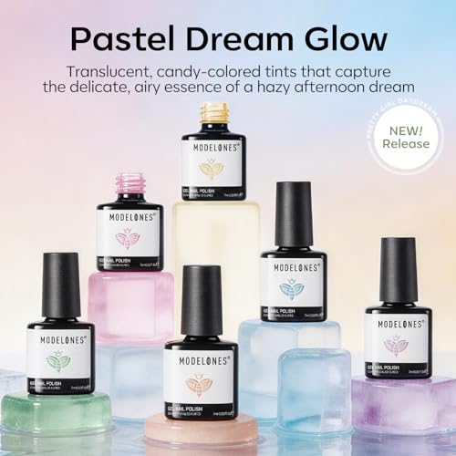 Image of modelones Gel Nail Polish Set Jelly Nude 6Colors Pink Blue Green