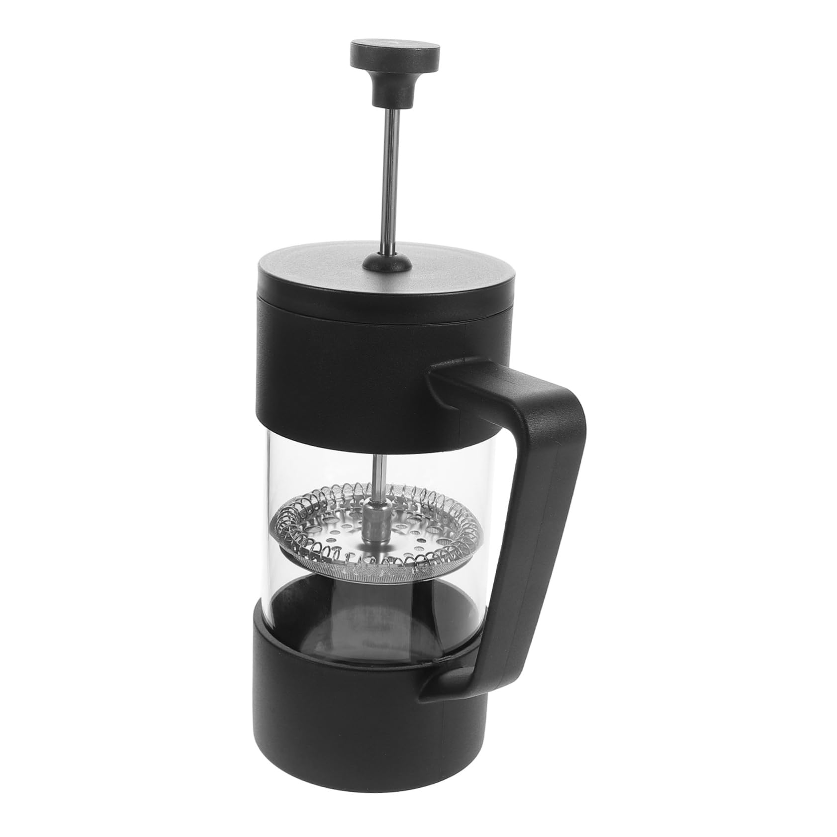 CAXUSD Borosilicate Glass Maker 350ml Espresso Press Coffee Strainer for Camping Travel Black