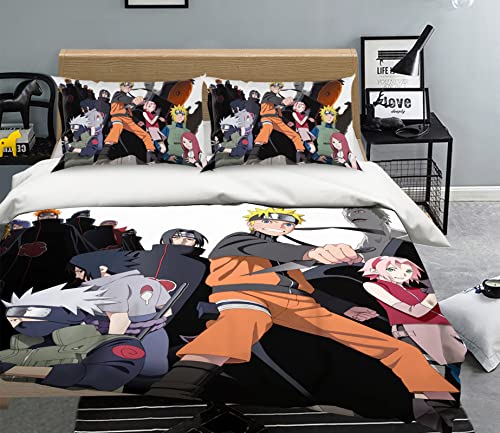 Juego de funda de edredón 3D para Naruto 666 Japón Anime funda de edredón individual Queen King 3D foto ropa de cama US Romy (Individual)