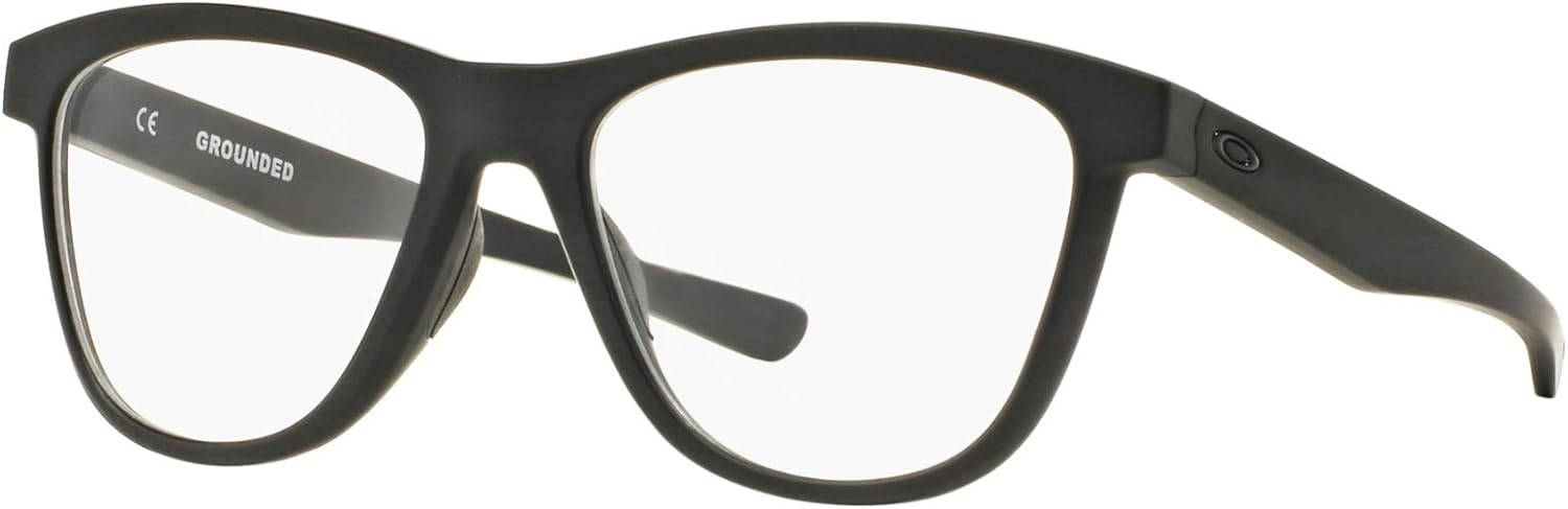 Oakley Mens Ox8070 Grounded Square Prescription Eyewear Frames, Satin Black/Demo Lens, 53 mm