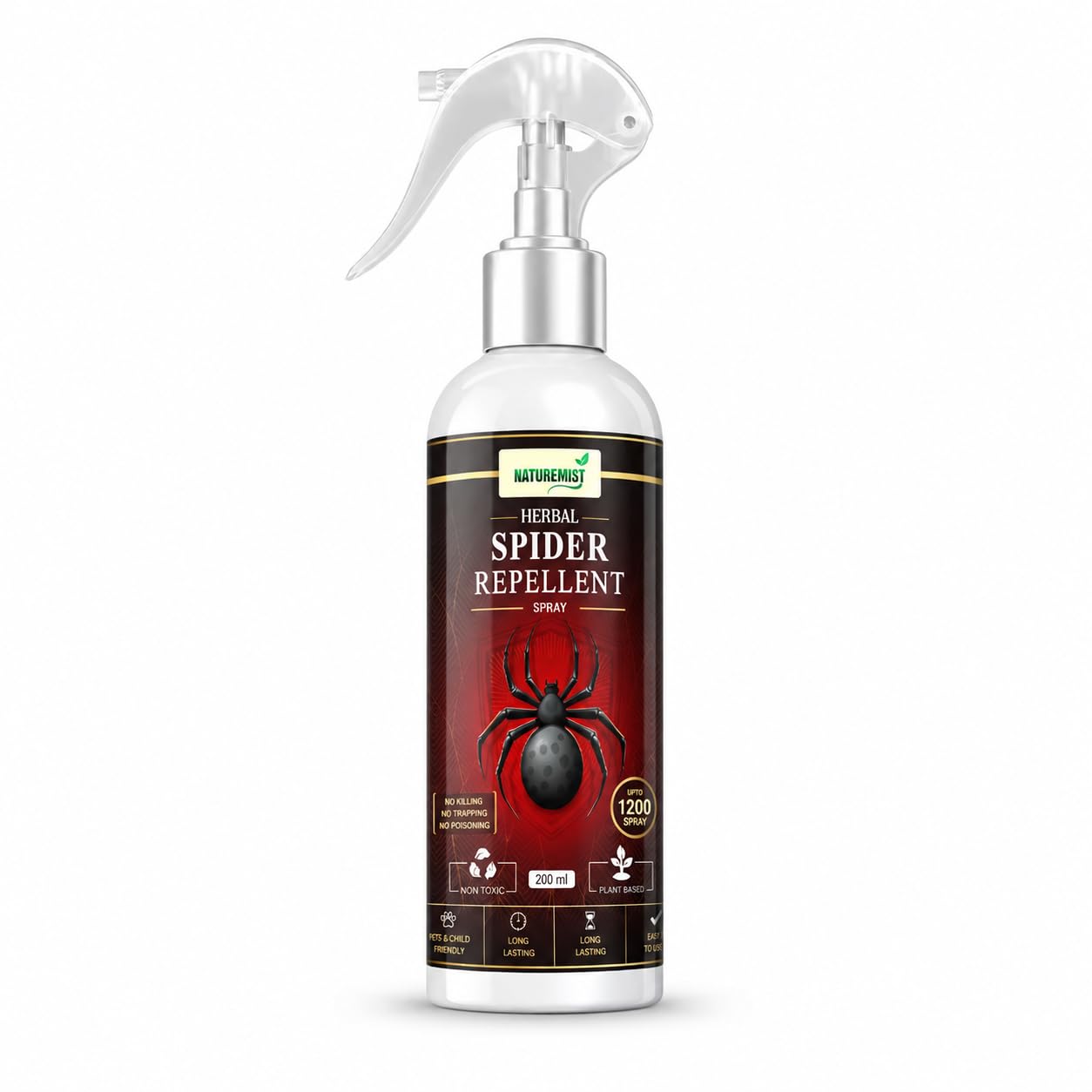 Spider Repellent for Home Indoor & Outdoor | Natural Spider Control Solution | Long Lasting Protection for Walls, Corners & Entry Areas | Easy Use Home Care Formula (200ml)-image-5