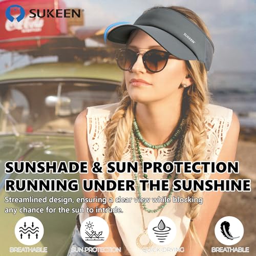 Image of Sukeen Sports Sun Visor Men Women Lightweight Portable Cooling Stretchy Visor Hat for Running, Golf, Daily Wear