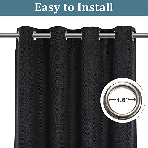 Lecloud Total Blackout Curtains For Bedroom, 2 Panels Thermal Insulated Noise Reducing Grommet Bedroom Living Room Curtains 96 Inch Long, Black Classic Herringbone Textured Curtains With Liner #TOP2