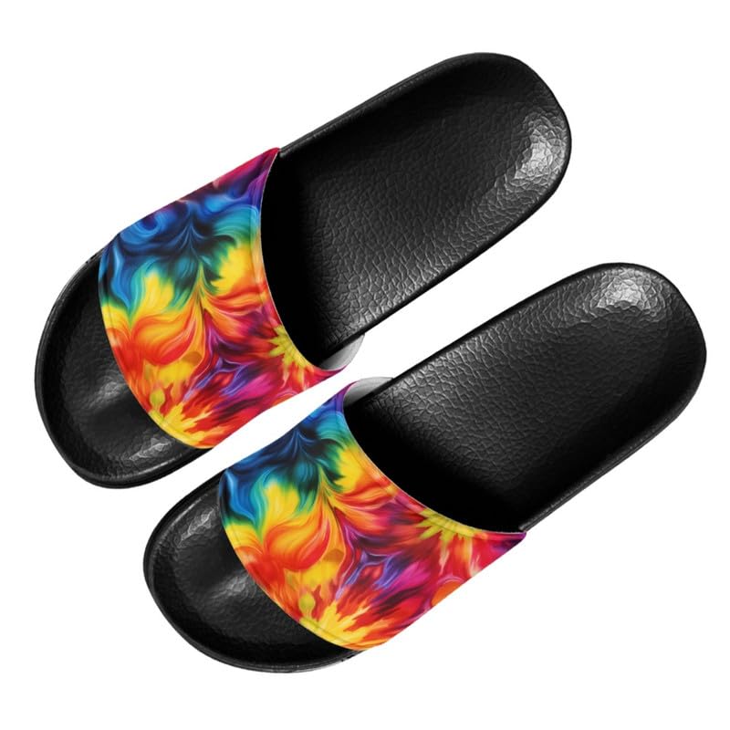 Semioury Tulip Home Slippers for Women Monet Thick Cushioned Sole Shower Bathroom Sandals Tie-Dye Cozy Indoor Outdoor Slipper2