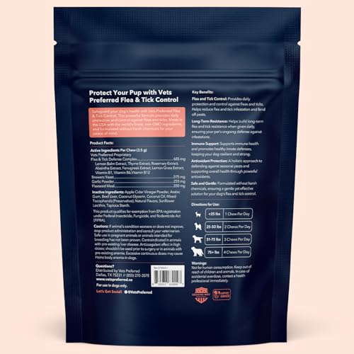 Vets Preferred Flea and Tick Prevention for Dogs Chewable - Daily Defense Without Harsh Chemicals - Immune Support & Antioxidant Protection - Beef Flavored - 90 Soft Chews - Thumbnail 6