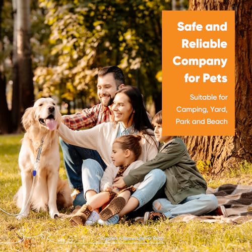 Petbobi 25ft Dog Tie Out Cable Up to 90lbs - Outdoor Leash for Medium Large Dogs, 4mm Diameter Cable, Shock Absorbing Spring, 360° Swivel Clips - Give Your Dog The Freedom to Roam, Reflective Silver