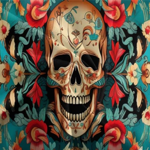 Housse de couette crâne de fleurs motif imprimé 3D bohème chic - 8