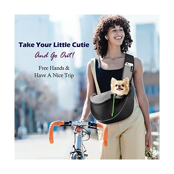 Pawaboo-Pet-Dog-Sling-Carrier-Hand-Free-Drawstring-Dog-Papoose-with-Adjustable-Strap-Breathable-Mesh-Bag-for-Puppy-Cat-Crossbody-Satchel-Dog-Purse-with-Pocket-for-Outdoor-Travel Breathable Mesh Bag for Puppy