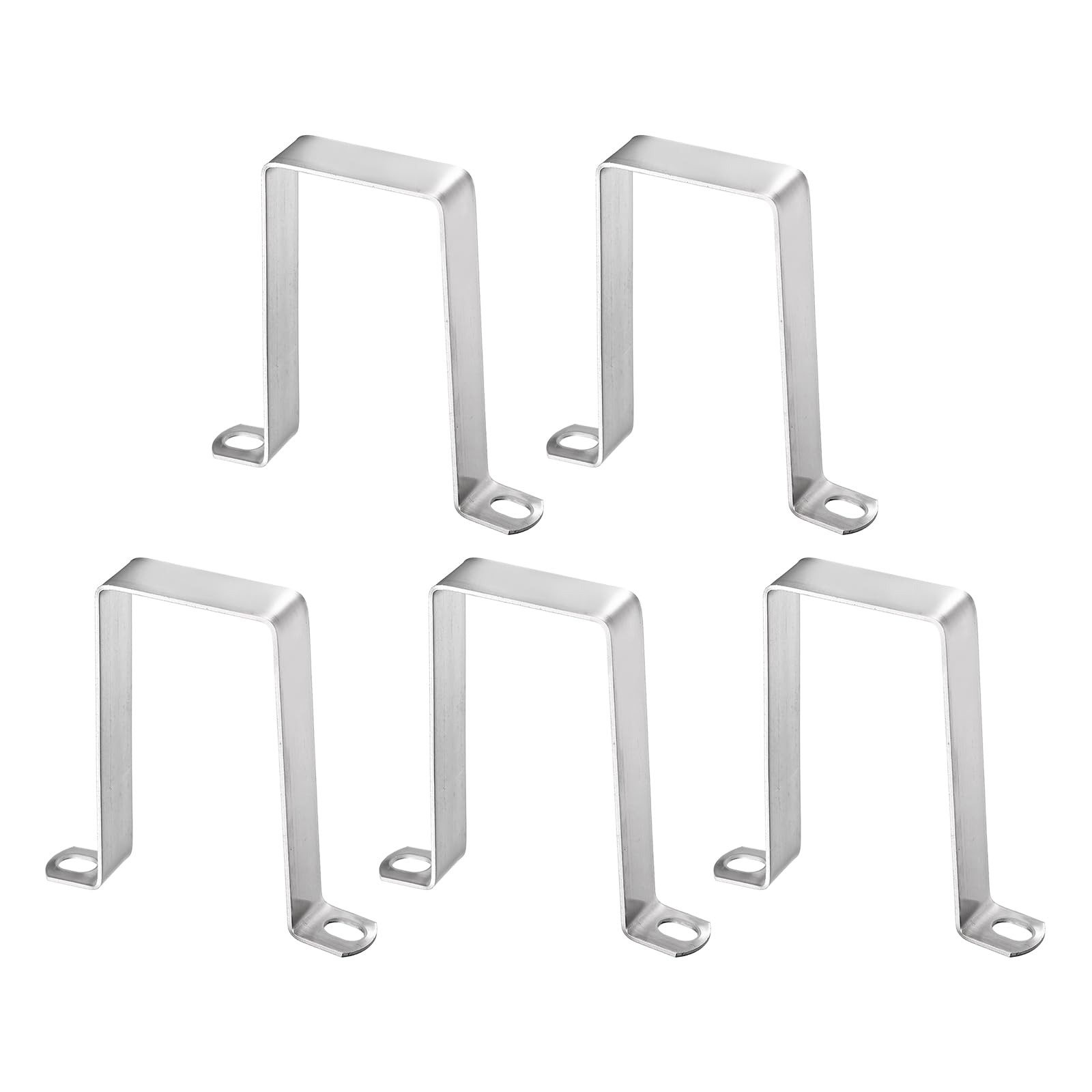 sourcing map 5pcs Square Pipe Clamp 50x100mm 304 Stainless Steel Square Tube Buckle U Shaped Tube Clamp Strut Connector for Pipe Hose Cable, Silver