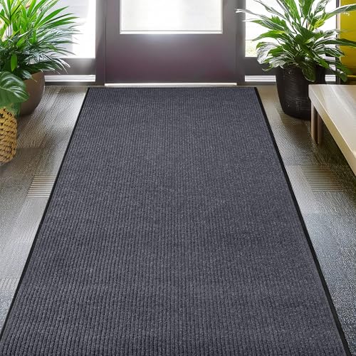 Image of MaxMat Large Rubber Doormat - Heavy Duty, Commercial Grade, Waterproof, Low-Profile, Easy to Clean Floormat (4 x 6 Feet, Grey, MXM-RIB0046GY)