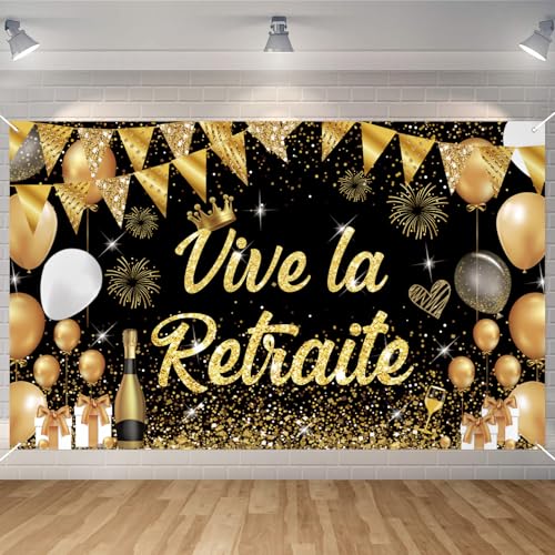 Seutgjie Banderole Vive La Retraite Decoration, Deco Retraite Retirement Party Toile de Fond...