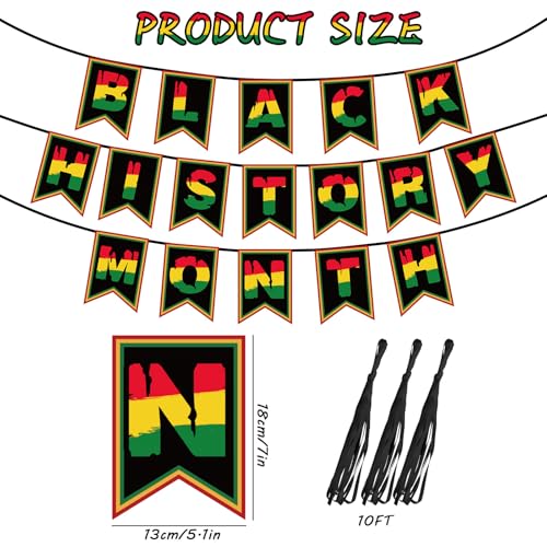 Whaline Banner do mês da história negra guirlanda de estamparia de feriado afro-americana faixa de p