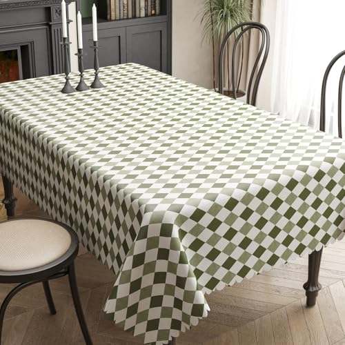 Hixingo Mantel Hule Mesa Rectangular, Manteles Antimanchas Impermeable Exterior Jardin Estilo Rombo Mantel de Plastico PVC para Mesa Cuadrada para Fiesta Picnic Cocina (Verde Hierba,100x160cm)