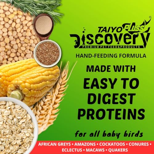Image of Taiyo Pluss Discovery Hand Feeding Formula - 250 g Pouch + 12 ml Syringe Free Combo | High Nutrition Baby Bird Food with DHA | Supports Bone & Beak Growth | for African Grey, Macaw & Conure Chicks