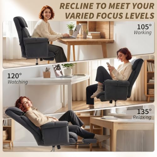 Image of HOMCOM Executive Office Chair Comfy with Foot Rest Reclining Dark Gray