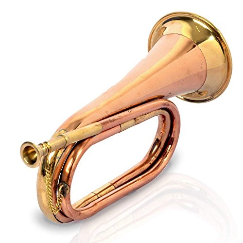 RSGM Copper & Brass Bugle, Musical Instrument Classic Style Gift, Bugle with Mouthpiece for School Band Cavalry Beginner