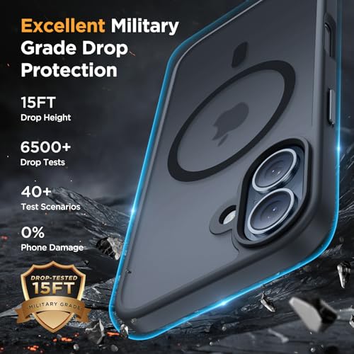 Image of Miracase Magnetic Series for iPhone 16 Case [Compatible with MagSafe] Military-Grade Protection, Anti-Fingerprint, Slim Phone Case for iPhone 16 6.1 inch - Black