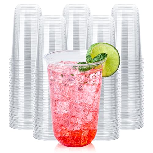 Vplus Compostable Clear Plastic Cold Cups (100 Pack)
